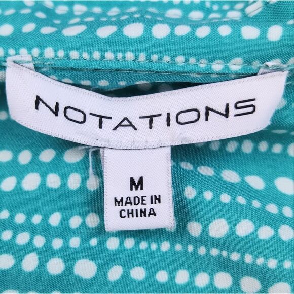 🩵Notations Turquoise Buttoned Adjustable Roll Tab Long Sleeve Blouse Medium - Picture 9 of 10